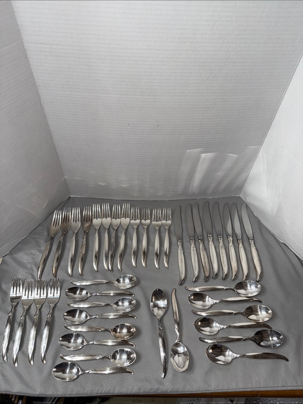 Vintage MCM 1847 Rogers Bros Flair Silverplate Flatware Set Service for 8 40 pcs